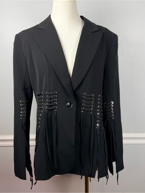 New Vicky and Lucas black lace up blazer jacket size large